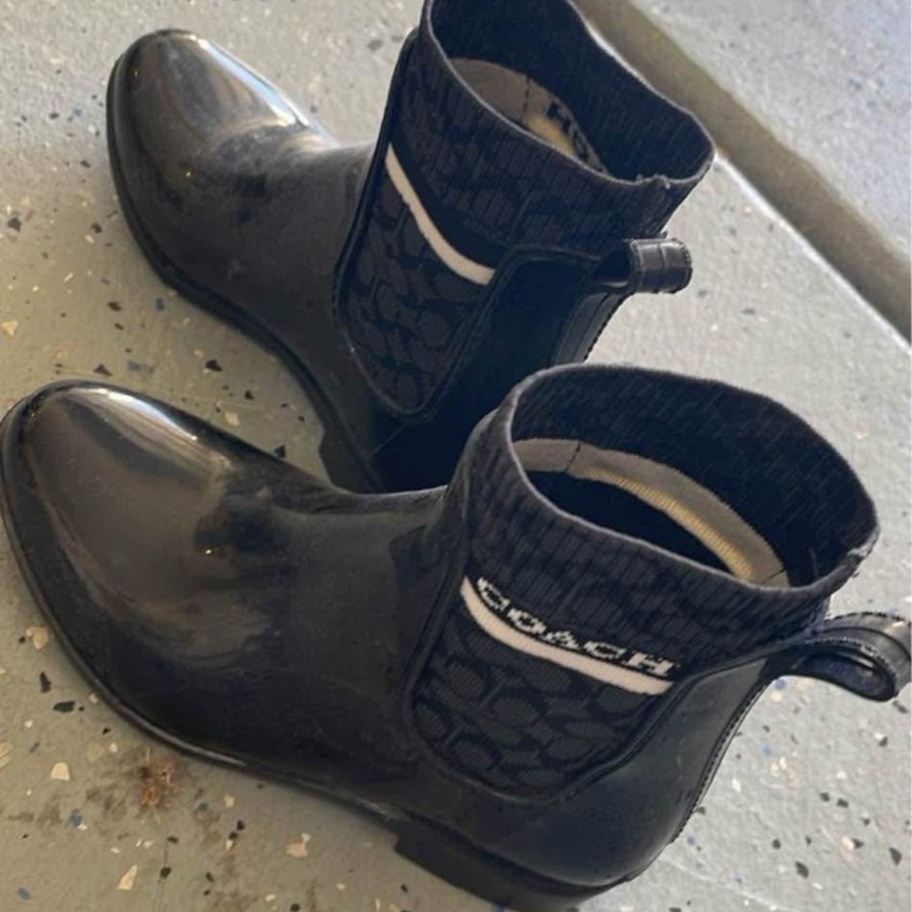 Coach black rain boots